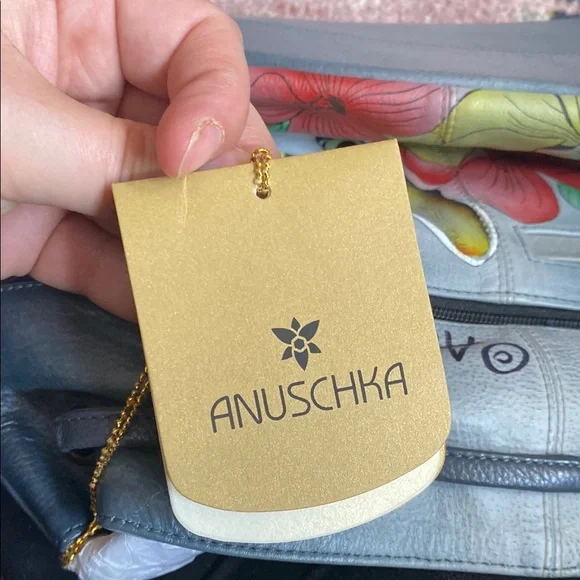 Anuschka Gray Painted Leather Bag - Picture 5 of 8